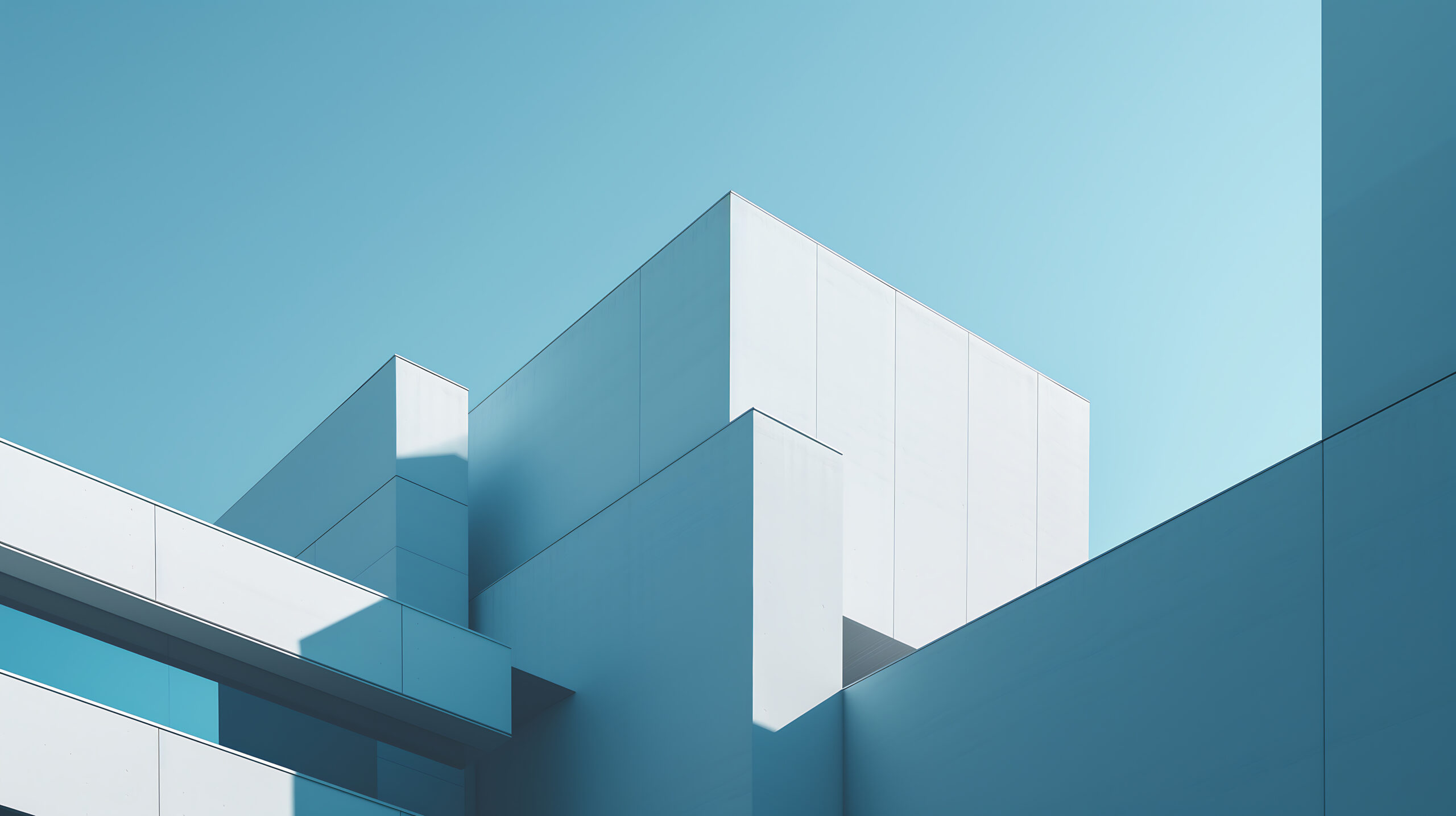 Minimalist office building with simplified geometric shapes. Concept of corporate business